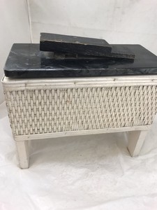 vintage wood shoe polishing box kit/stand brushes polish