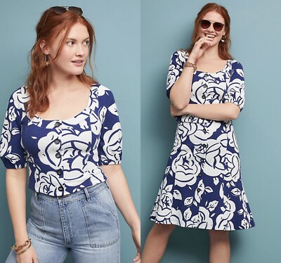 NEW W/ TAG | $78 Anthropologie Buttoned Crop Pullover Floral Amiens Top | L