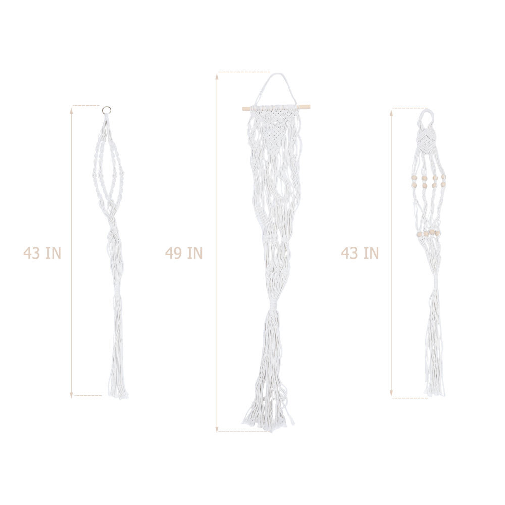 3 Pcs Rope Hanging Plant Holder Macrame Flower Pot Net Bag Lanyard eBay