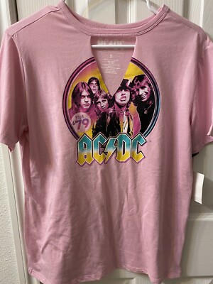 AC/DC Tee Shirt Tour Band Rock Music Festival Boho Pink AC DC S New ...