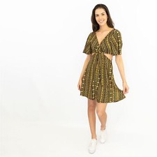 Karen Millen Dress Womens Cut Out Chain Print Jersey Mini Black Holiday Summer