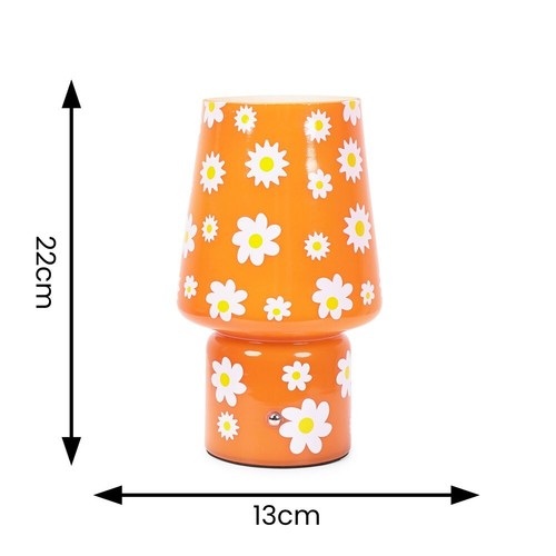 Retro Orange Blume Wiederaufladbare LED Tragbare Tischlampe Kabellos Glas Licht - Bild 3 von 9