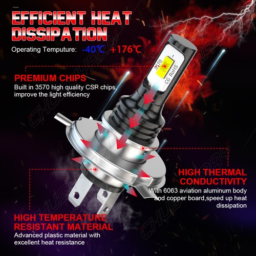 2x H4 LED Headlight Bulb For Yamaha Apex GT RX10GT 2006-2010 Snowmobile Bulbs US - Bild 7 von 16