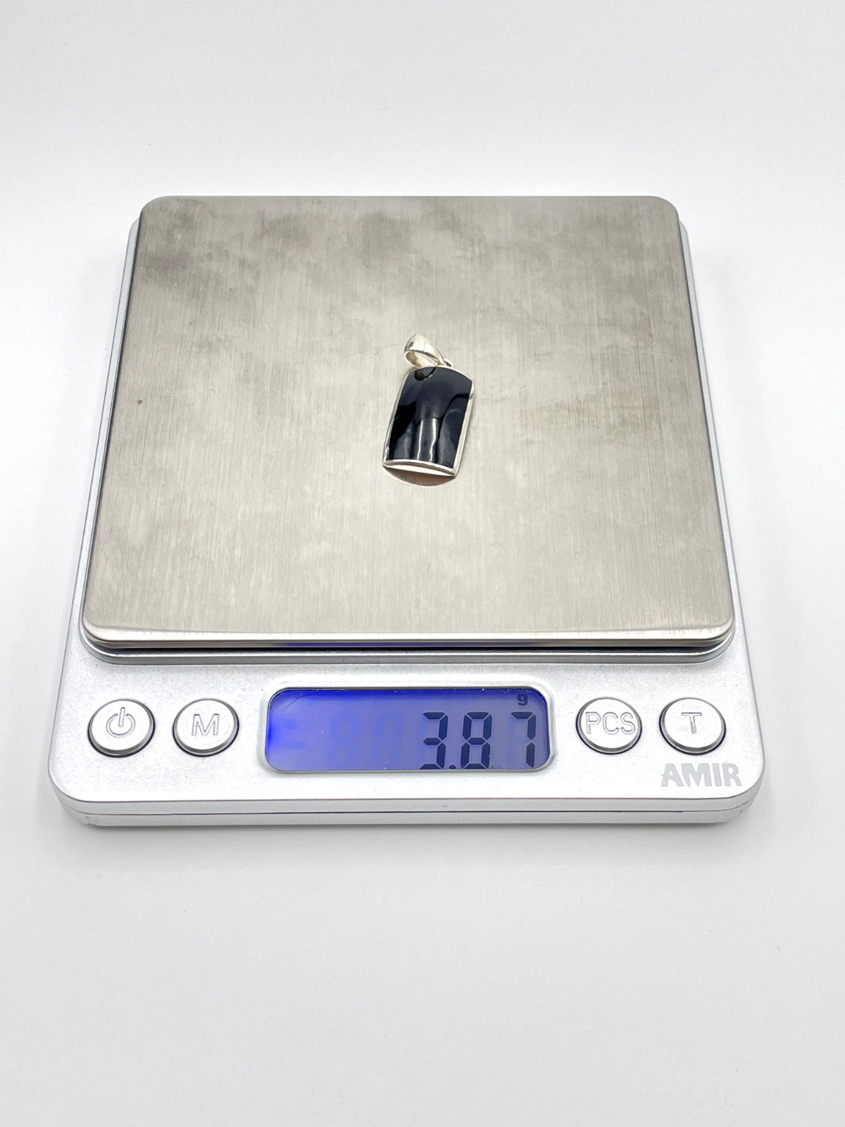 STERLING SILVER 925 RECTANGLE BLACK GEMSTONE PEND… - image 7