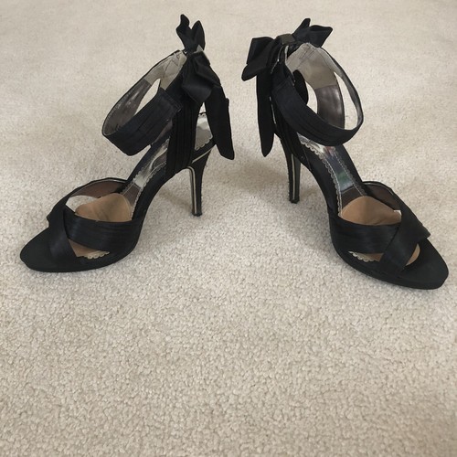 Bakers Black Satin Bow Shoes High Heels 