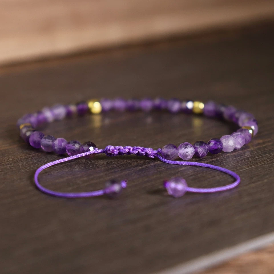 Pulsera Amatista Natural Cristal Púrpura Pulsera Curativa Estilo Delicado Foto 2 de 4