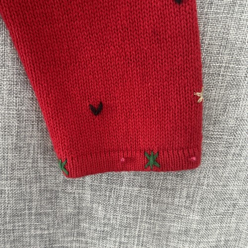 Women's Red Knit Embroidered Snowman Christmas Sweater - Size M Hampshire Studio - Picture 11 of 16