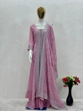 TRADITIONAL WEAR FAUX GEORGETTE TOP SHARARA WITH DUPATTA FOR ENGAGEMENT WEAR