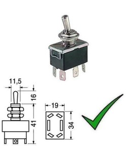 Deviatore Bipolare DPDT A Leva - ON/OFF/ON Con Attacchi Faston 6,35mm, Foro 12mm, 250V 10A - Perfetto Per Impianti Elettrici - Foto 5