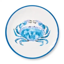 Beach House Crab Blue Melamine Dinner Plate (Set of 6)