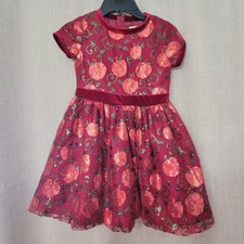 Disney Princess Snow White Red Apple Sequin Girl Party Costume Dress Size 5/6