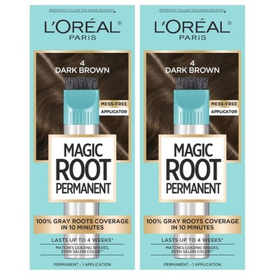 L'Oreal Magic Root Permanent Hair Color Kit 4 Dark Brown 2 Count