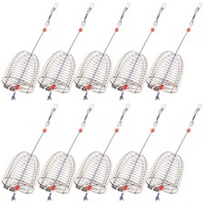  10 PCS Bait Basket Stainless Steel Cage Fishing Accessories Tackle