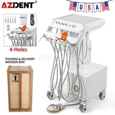 Dental Portable Mobile Delivery Unit Air Compressor Suction Rolling Cart 4Holes