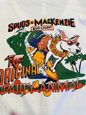 SPUDS MACKENZIE Surf Board Anheuser Busch Fairfield Brewery T-Shirt Women's XL