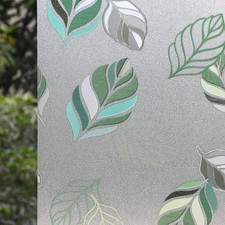 VSUDO Frosted Window Film, Leaf Pattern, Non-Adhesive, Static Cling Decorativ...