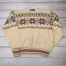 Vintage Polo Ralph Lauren Fair Isle Wool Sweater Nordic Snowflake 90s