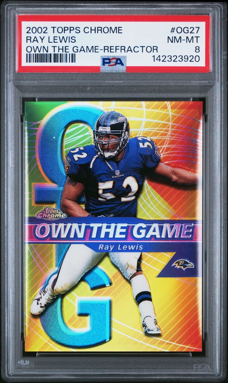 2002 Topps Chrome Ray Lewis Own the Game Refractor /100 #OG-27 PSA 8 NM-MT