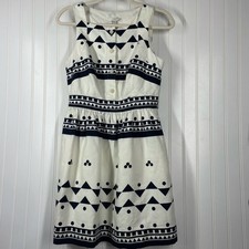 J.Crew Women’s White Sleeveless Button Front Linen Blend Knee Length Dress Sz 4
