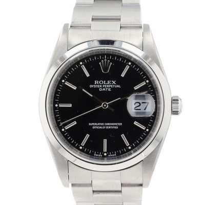 Rolex Date 15200 34mm Stainless Steel Black Index Dial Oyster Automatic Watch