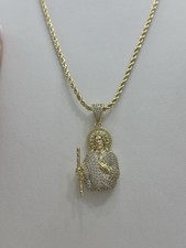 Collar laminado oro 14K con colgante religioso, 60 cm de largo, elegante y duradero