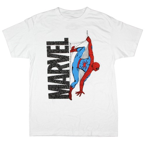 Marvel Comics Spider-Man Herren T-Shirt Hanging from Web Erwachsene Kurzarm