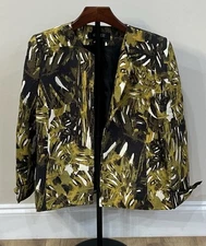 KASPER Women's Blazer Career Size 8 Long Sleeve Lined Open Front 100% Silk