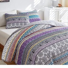 3 PCS Set Colorful Quilt Queen Size BOHO All Season