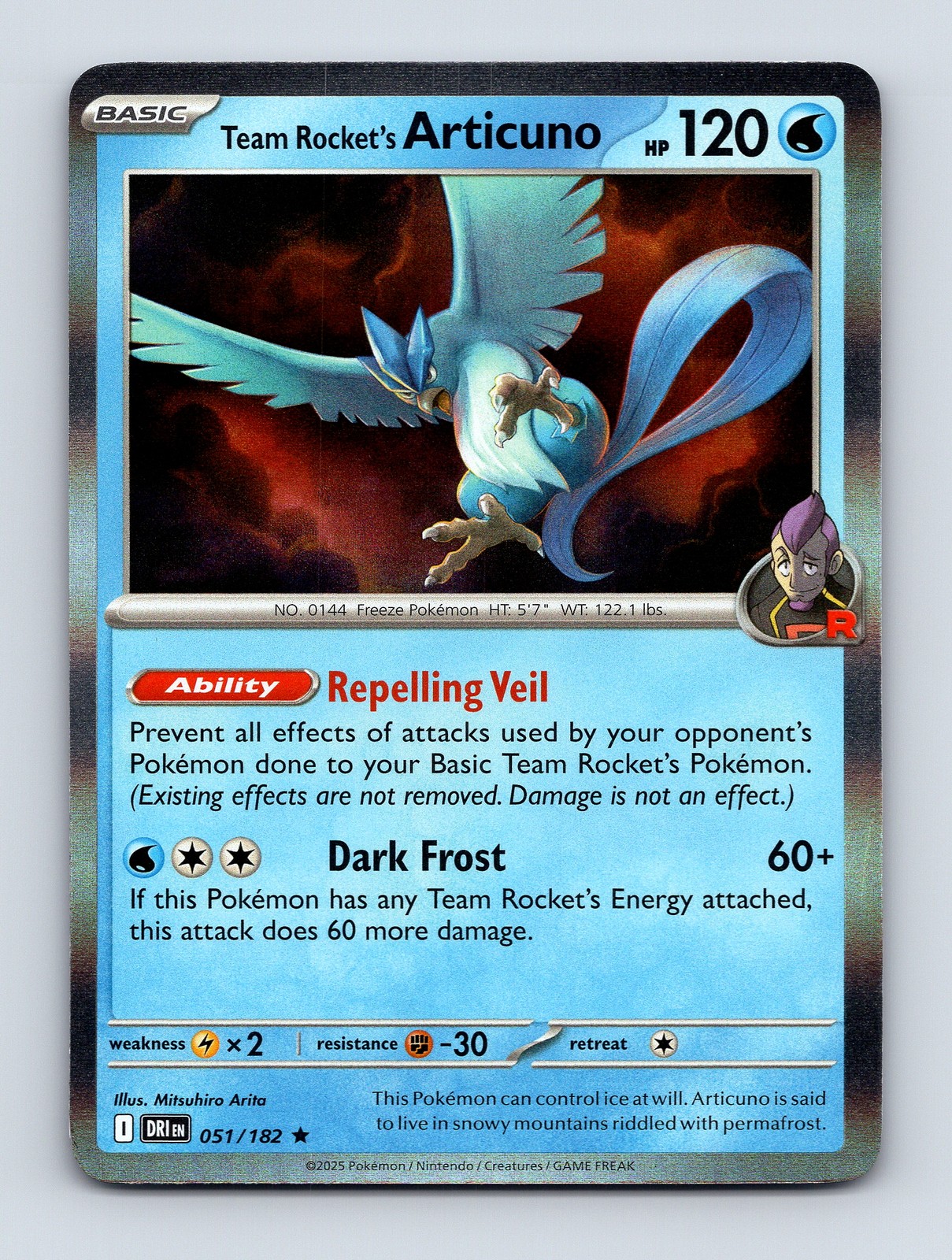 Team Rocket's Articuno - Destined Rivals 051/182 - Holo Rare - NM - Pokémon TCG