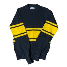 Vintage Yellow  Black Cheerleader Supply Co Sweater Size 36 Striped Pattern
