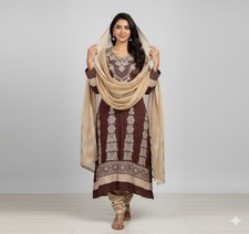 Women's Pakistani Indian 3-Piece Kameez Chooridar Salwar - Small