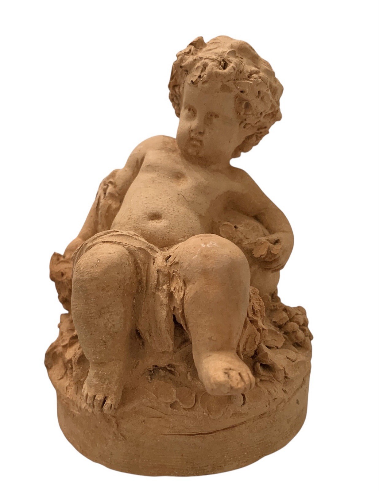 French Signed After Claude Clodion Terracotta Child & Grapes Bacchus Sculpture