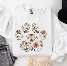 Floral Dog Paw Custom with Pets Name Embroidered Sweatshirt Free Doggie Gift