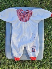 Vintage 80s Oshkosh B Gosh Bodysuit Romper Baby Girl 3/6m USA Hearts Red White