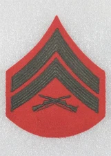 USMC Marine Corps Rank Chevron 817: Corporal, single - green/red