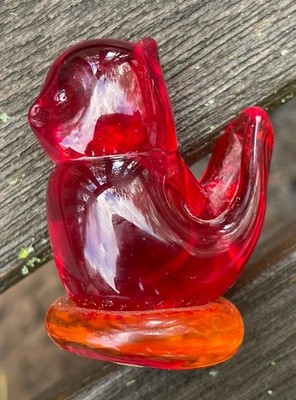 Vintage Cardinal of Love Red Bird Figurine Titan Art Glass 1990 Signed W Ward