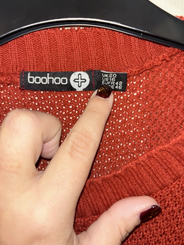 Boohoo Plus Rust Orange Knit Sweater Size 16 US - Image 2 of 4