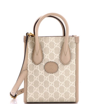 Gucci Interlocking G Patch Tote GG Coated Canvas Mini