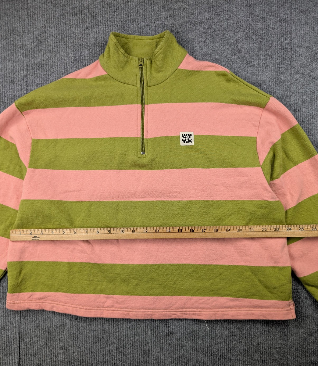 Lucy & Yak Taylor Half Zip Sweatshirt Womens Large Striped Cotton