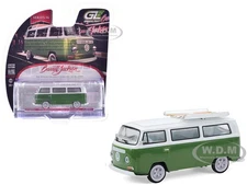 1968 VOLKSWAGEN TYPE II MICROBUS GREEN & WHITE 1/64 MODEL BY GREENLIGHT 37330 C
