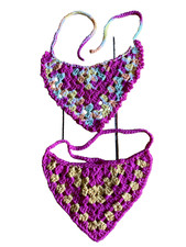 Set Of 2 Crochet Cotton Bandana Headband Headscarf Boho Hippie Retro Triangle