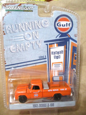 Greenlight 1965 Dodge D100 Gulf Oil Service Pickup Orange 1:64 w/Rubber Tires