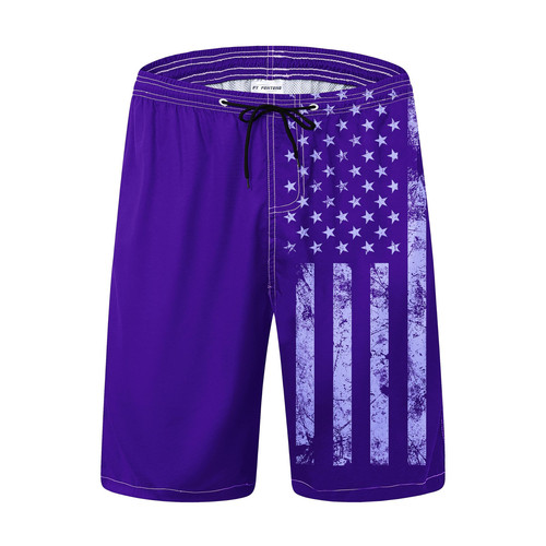 Herren Badehose schnelltrocknend lila US-Flagge, Netz gefüttert, mehrere Größen - Bild 1 von 6