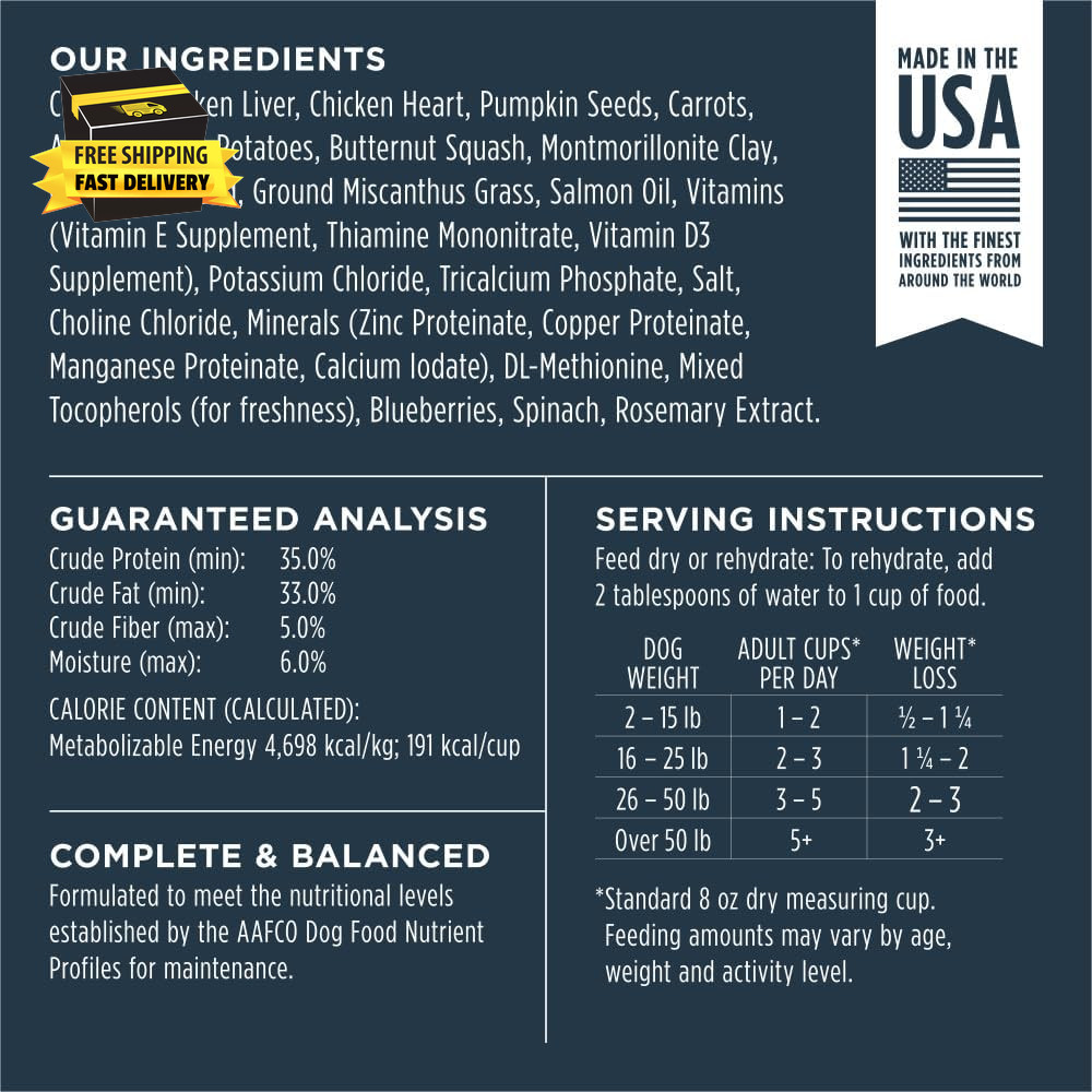 Freeze Dried Raw Meals, Natural Dry Dog Food, Grain Free - Cage Free Chicken, 3