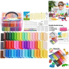 Polymer Clay Starter Kit 50 Colors Oven Bake Modeling Sculpting Tools Reusable