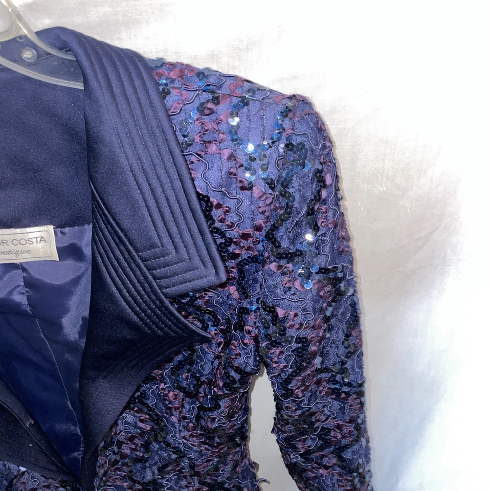 Victor Costa Mujer Elegante Chaqueta Talla Mediana Púrpura Lentejuelas Salir de Fiesta Foto 4 de 4