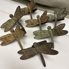 Vintage Rustic Metal Dragonfly Napkin Holders Rings Set of 7 Ancient Graffitti
