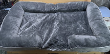 Bedsure Orthopedic Bolster Dog Sofa Bed with Removable Cover, Dark Grey, Large