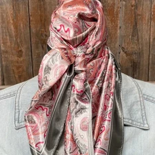 Pink & Grey Paisley Wild Rag/Scarf - 35X35" WR3416