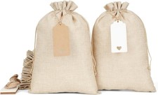 30Pcs Burlap Gift Bags 8x12in, with Tags Strings for Party Favors